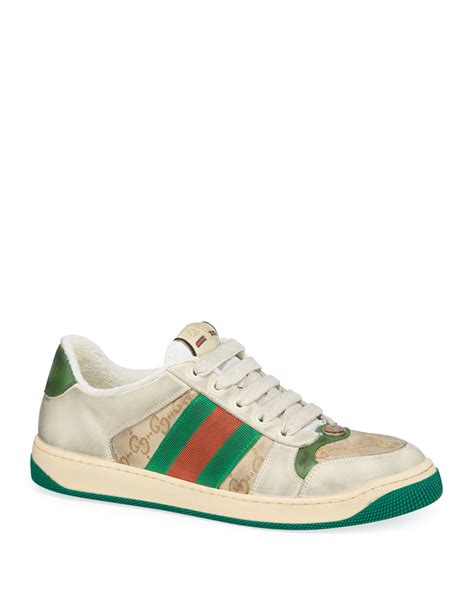 gucci leather canvas high top sneakers|distressed Gucci sneakers.